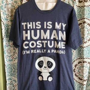 Cute blue panda (Halloween) shirt! Unisex Size M athletic fit.